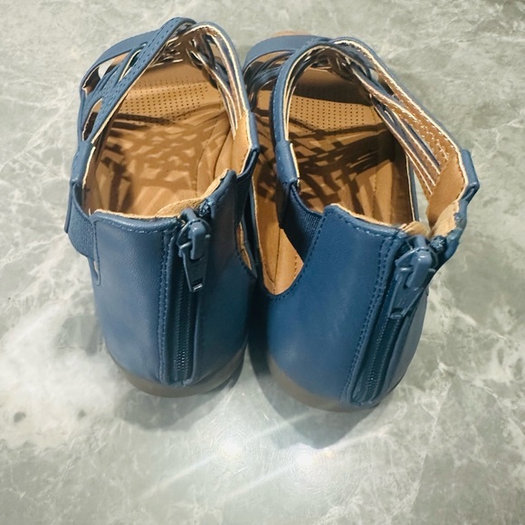 Comfortview Kim Sandals Strappy Faux Leather Zipper Open Toe Blue Size 9M - Picture 4 of 5